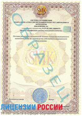 Образец сертификата соответствия (приложение) Ялта Сертификат ISO 13485